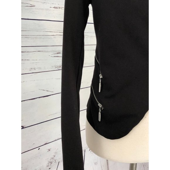 Love Tree Blazer size Small Black Suit Jacket Womens Zippers Rayon Motorcycle - Picture 4 of 8